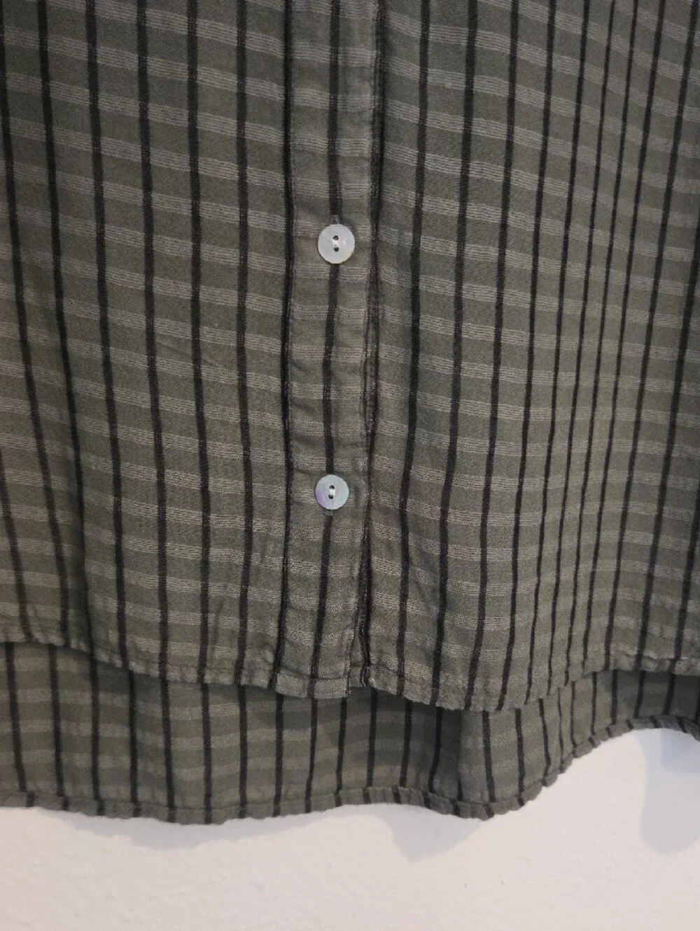 cloth & stone Olive and Black Striped Button-Down Blouse - Picture 6 of 8
